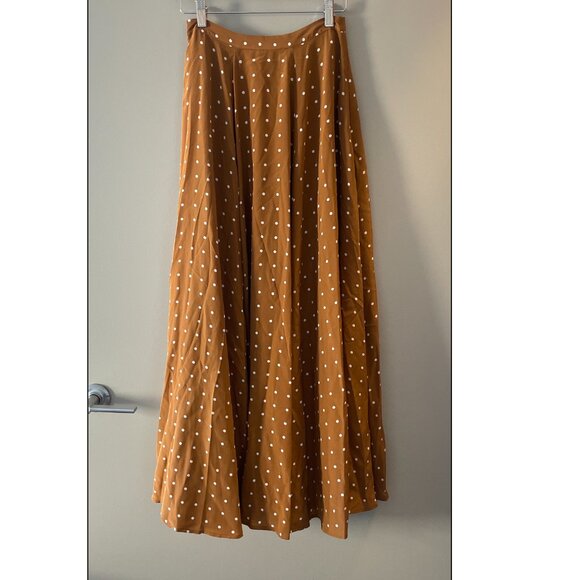 NWOT Diane von Furstenberg Polka Dot Silk Maxi Skirt Brown Size 0 - Picture 2 of 5
